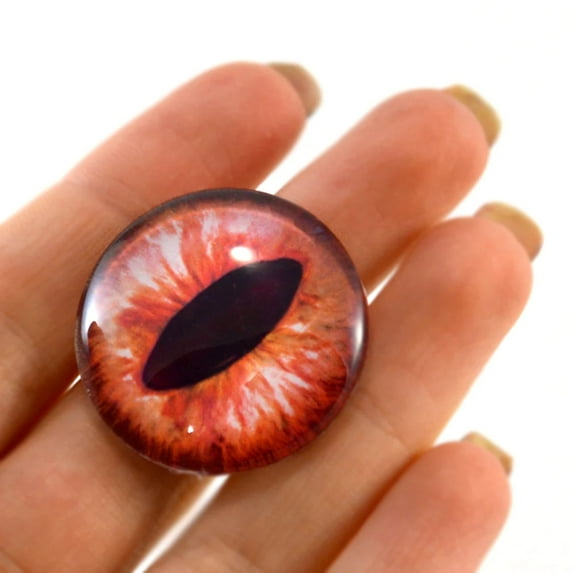 Red Orange Dragon or Cat Glass Eyes