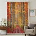 thumbnail image 1 of Red Orange Forest Fall Sheer Curtains 72 Inches Long, Thanksgiving Tree Maple Leaf Light Filering Curtains, Breathable Simi Curtain Privacy Drapes for Living Room Bedroom Lightweight Window Treatment, 1 of 9