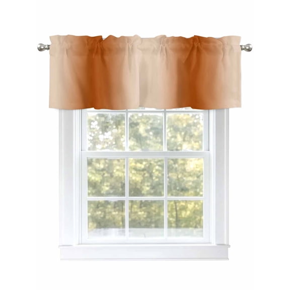 Red Orange Gradient Curtain Valances for Windows, Abstract Orange Theme Window Valances, Window Treatment Rod Pocket Valance Curtains for Living Room/Kitchen/Bedroom/Bathroom, 54x18inch