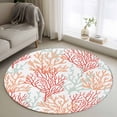thumbnail image 1 of Red Orange Grey Coral Coastal Round Area Rug 3.3 FT,Non Slip Small Entryway Kitchen Mat,Summer Beach Seaside Nautical Washable Soft Circular Rug Non-Shedding Door Mat for Bathroom Playroom Kids Room, 1 of 9
