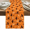 thumbnail image 1 of Red Orange Halloween Table Runner - 70 Inch Long, Kitchen Dining Table Runner Dresser Scarves, Flying Witch Bats Moon Farmhouse Decor for Coffee Tables Wedding Party Banquet, 1 of 8