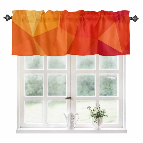 Red Orange Kitchen Valances for Windows 54x18 Inch Kitchen Curtains Valances Rod Pocket Modern Abstract Ombre Geometric Aesthetic Bathroom Window Valances for Window Treatment Decor