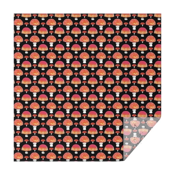 Red Orange Mushroom Black Pattern Square Tablecloth,Waterproof Square Table Cover,Wipeable Spillproof Washable Table Cover for Home Kitchen Party Decor 42"X42"(107x107cm)