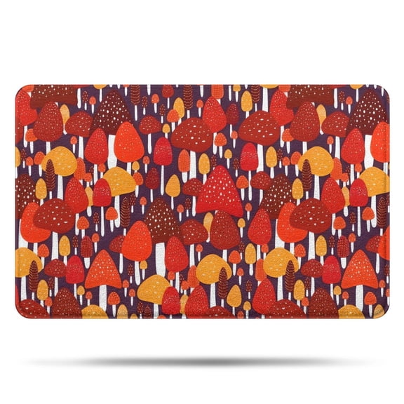 Red Orange Mushroom Pattern Bathroom Rugs Mat,Non Slip Microfiber Bathroom Rug,Rubber Backing,Soft Bathroom Mats for Bathroom Floor,Tub and Shower,20x32in(50x80cm)