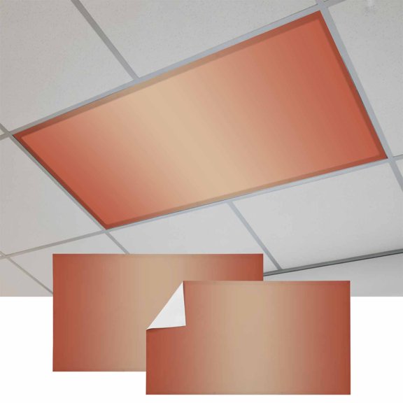 Red Orange Ombre Fluorescent Light Covers, Modern Gradient Abstract Art Magnetic Light Covers for Ceiling Lights, Fluorescent Ceiling Shade Filters for Classroom Bedroom Office 4x2Ft x 2PCS