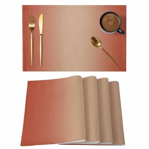 Red Orange Ombre Placemats Set of 12, Cotton Linen Fabric Place Mats, Modern Gradient Abstract Art Washable Decorative Table Mats Protector for Home Kitchen Dining Wedding Party Coffee Tables