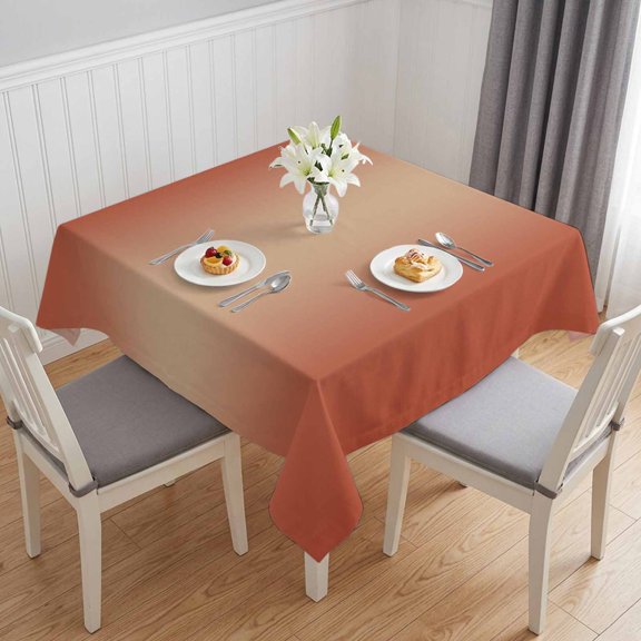 Red Orange Ombre Table Cloth Waterproof Tablecloths, Modern Gradient Abstract Art Tablecloth Dining Table Cover for Kitchen Party Tabletop Outdoor, Square Tablecloth 54x54 Inch