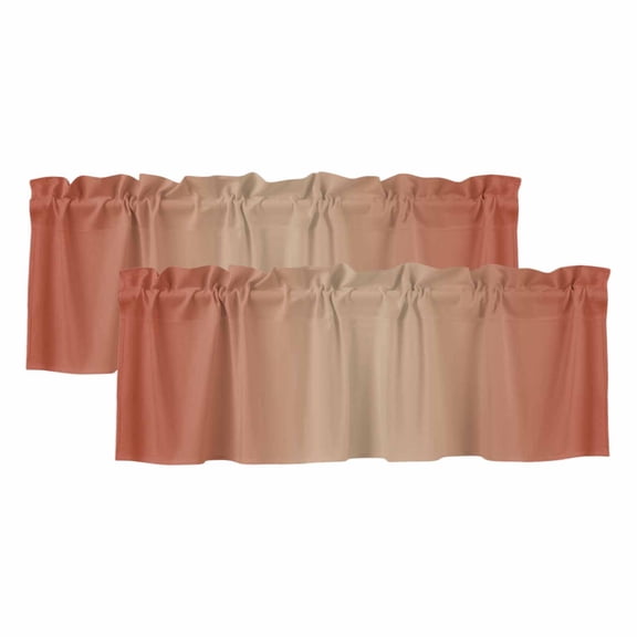 Red Orange Ombre Valances for Windows, Modern Gradient Abstract Art Light Filtering Kitchen Curtains, Rod Pocket Window Valance Curtains for Living Room Bedroom, 60" W x 18" L, 2 Panels