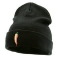 thumbnail image 1 of Red Orange Pepper Embroidered 12 Inch Long Knitted Beanie - Black OSFM, 1 of 5