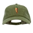 thumbnail image 1 of Red Orange Pepper Embroidered Washed Solid Pigment Dyed Cotton Twill Brass Buckle Cap - Olive OSFM, 1 of 5
