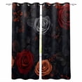thumbnail image 1 of Red Orange Roses Blackout Curtains 84 Inches Long for Bedroom, Elegant Romantic Flowers Pastoral Thermal Insulated Room Darkening Black Out Window Curtain Panels Grommet Drapes for Living Room, 1 of 8