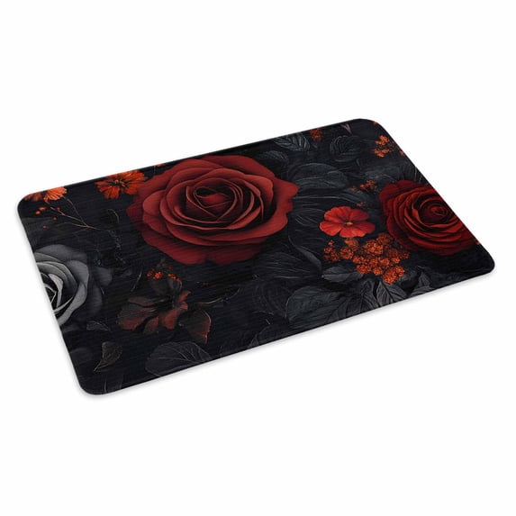 Red Orange Roses Doormat Outdoor Entrance 24"x36", Elegant Romantic Flowers Pastoral Absorb Moisture Dirt Door Mats, Non-Slip Rubber Backing Floor Mats Indoor, Low-Profile Front Door Rugs