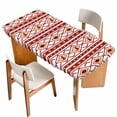 thumbnail image 1 of Red Orange Southwest Table Cloths for 5 Foot Rectangle Tables, Aztec Boho Ethnic Geometric Art Patio Waterproof Elastic Fitted Tablecloths, Washable Rectangular Table Cover for Camping, 1 of 8