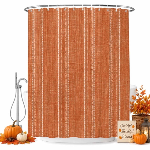 Red Orange Stripe Shower Curtain Set - Small 36" x 72" Washable Bathtub Curtain with 12 Hooks, Farmhouse Modern Minimalist Geometric Waterproof Fabric Stall Shower Curtains for Bathroom Décor