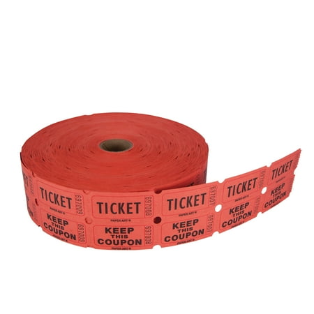 Red, Orange, Teal, Blue Single Color 50/50 Ticket Roll, 2000 Tickets