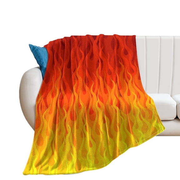 Red Orange Yellow Burning Flames And Fire Blanket Throw Blankets Warm Cozy Lightweight Couch Blanket Stuff Gifts for Women Mom Teens