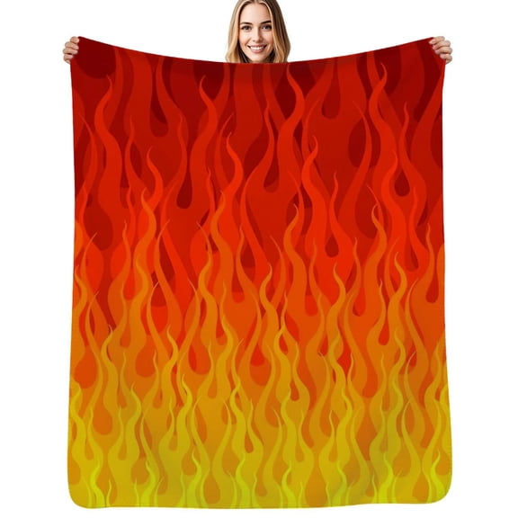 Red Orange Yellow Burning Flames and Fire Flannel Blankets Soft Throw Blanket Winter Travel Office Outdoor Bedspread