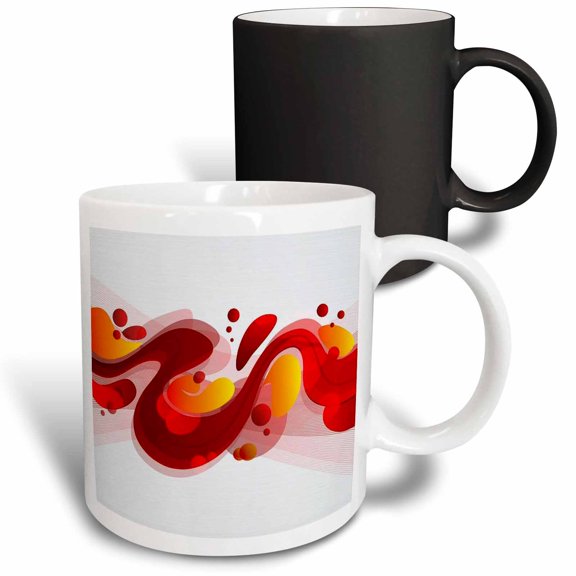 3drose, Red, Orange, Yellow Flowing Abstract River, 11oz Magic Transforming Mug