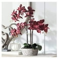 thumbnail image 1 of Red Orchid Flower Arrangement Potted - 24" Faux Silk Artificial Plant in Crackle Gray Vase - Realistic Home Decor for Living Room, Office, Bedroom, Kitchen, 1 of 6