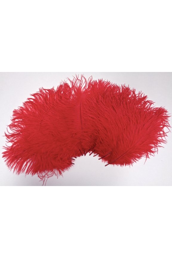 Red Ostrich Feather 8-12 inch size per Six (6)