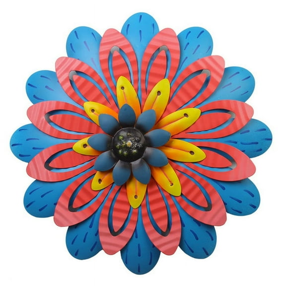 Red Outdoor Metal Flower Wall Art Garden Decor Cute Flowers Decorations Hanging for Outside Porch Lawn