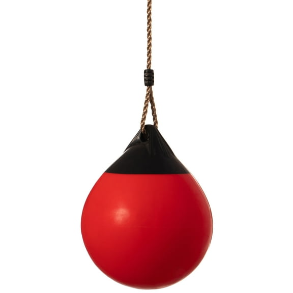 Red Outdoor Patio Playground Hanging Adjustable Ball Round Swing, Inflatable Heavy Duty Rubber Round Swing Ball, Pump