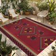 thumbnail image 1 of Red Outdoor Rug for Patio/Deck/Porch, Non-Slip Large Area Rug 4 x 6 Ft, Boho Vintage Ethnic Tribe Abstract Art Retro Indoor Outdoor Rugs Washable Area Rugs, Reversible Camping Rug Carpet Runner, 1 of 8