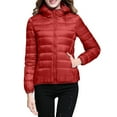 thumbnail image 1 of Red Outfits for Women Winter Fall Long Sleeve Lightweight Thin Hooded Plain Down Jackets Hoodies Coat Women Zip Up 2025 Clothes Trendy Country Concert XL, 1 of 5