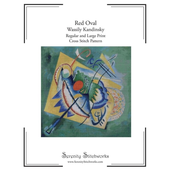 Red Oval Cross Stitch Pattern Book - Wassily Kandinsky: Regular and Large Print Cross Stitch Pattern, (Paperback)
