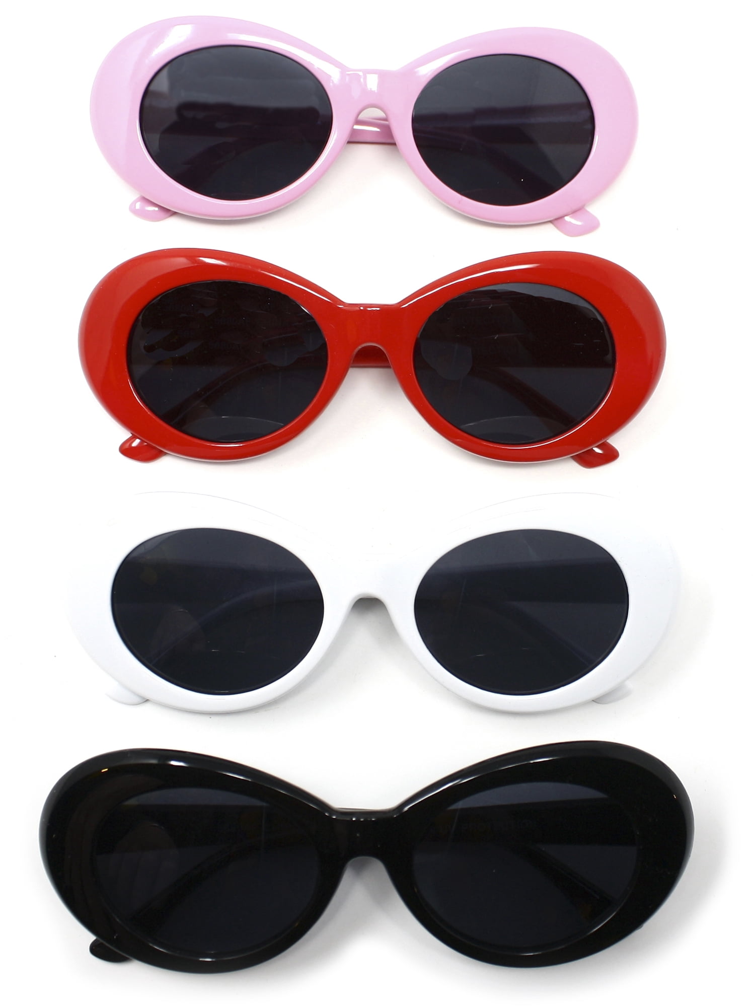 Red Oval Sunglasses - 60s Retro Style Shades - Walmart.com
