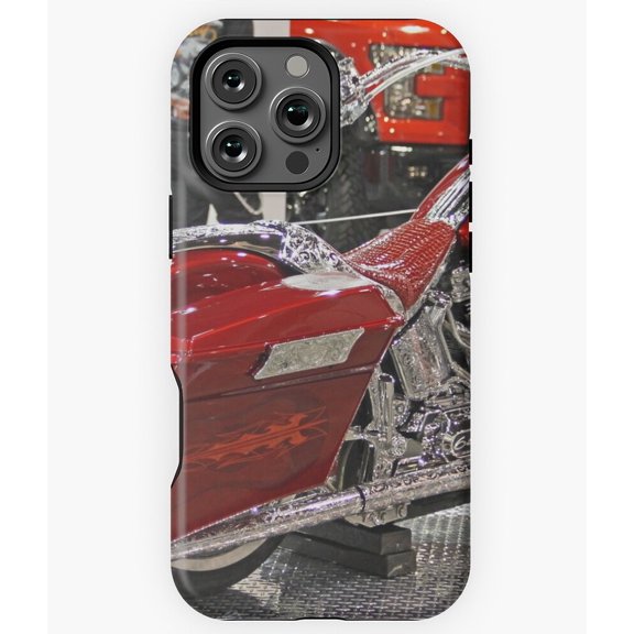 Red Over Chrome Motorcycle Art N3194 Phone Case for iPhone 17 16 15 14 13 12 11 Pro Max