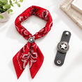 Red Oversize Paisley Bandana Scarf with Star Concho Leather Buckle Ring ...
