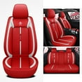 thumbnail image 1 of Red PU Leather Car Seat Cover Front+Rear Cushions Protector Full Set All Season, 1 of 5