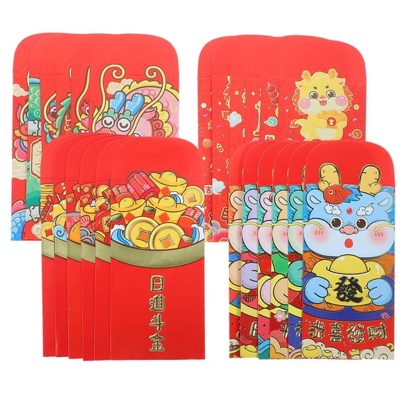 RUNROTOO Red Envelope Paper 24Pcs 6.6x3.5x0.04In