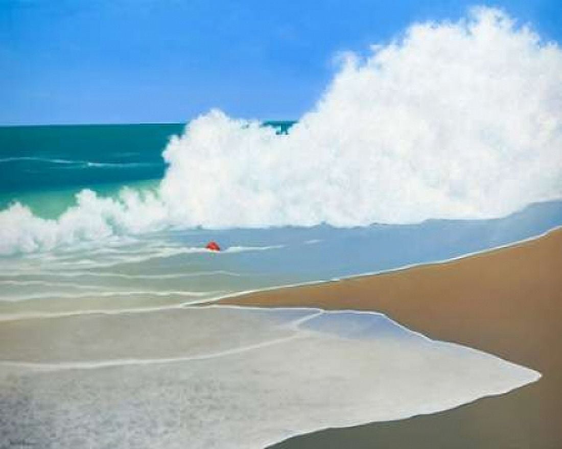 Red Pail in the Sand Canvas Art - Martha Pettigrew (24 x 30)