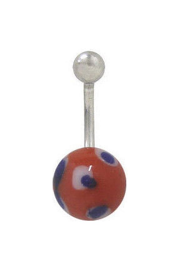 Red Painted Glass Ball Belly Ring