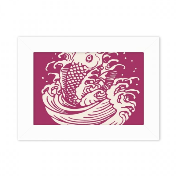 Red Painting Japanese Culture Fish Photo Mount Frame Picture Art Painting Desktop 5x7 inch