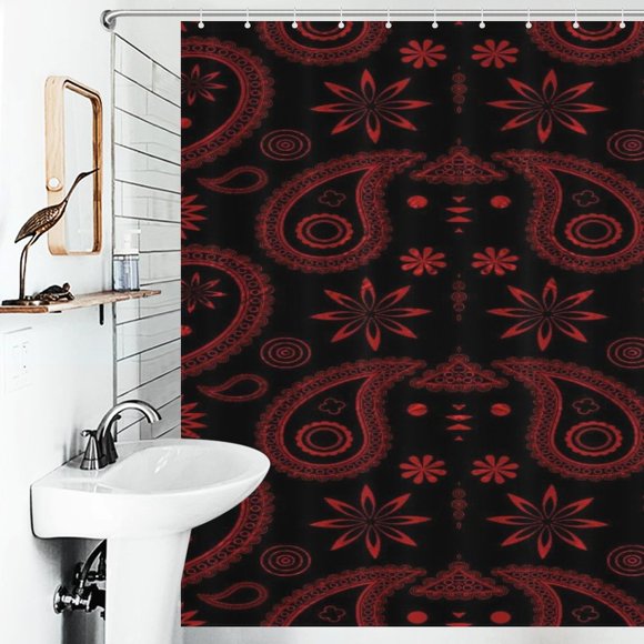 Red Paisley Bandana PatternShower Curtains for Bathroom Showers Bath Folding Partition Curtain Accessories Bedrooms Set
