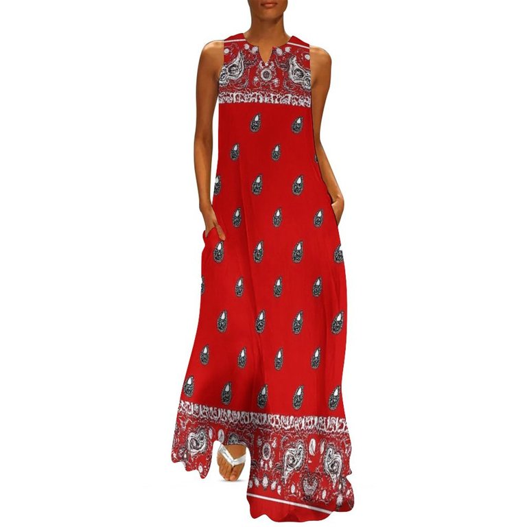 Red Paisley Long Dress luxury evening dresses women clothing new arrivals prom  dresses - Walmart.com