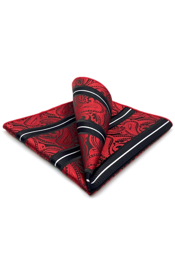 Red Paisley Silk Pocket Square Mens Hankies Hanky