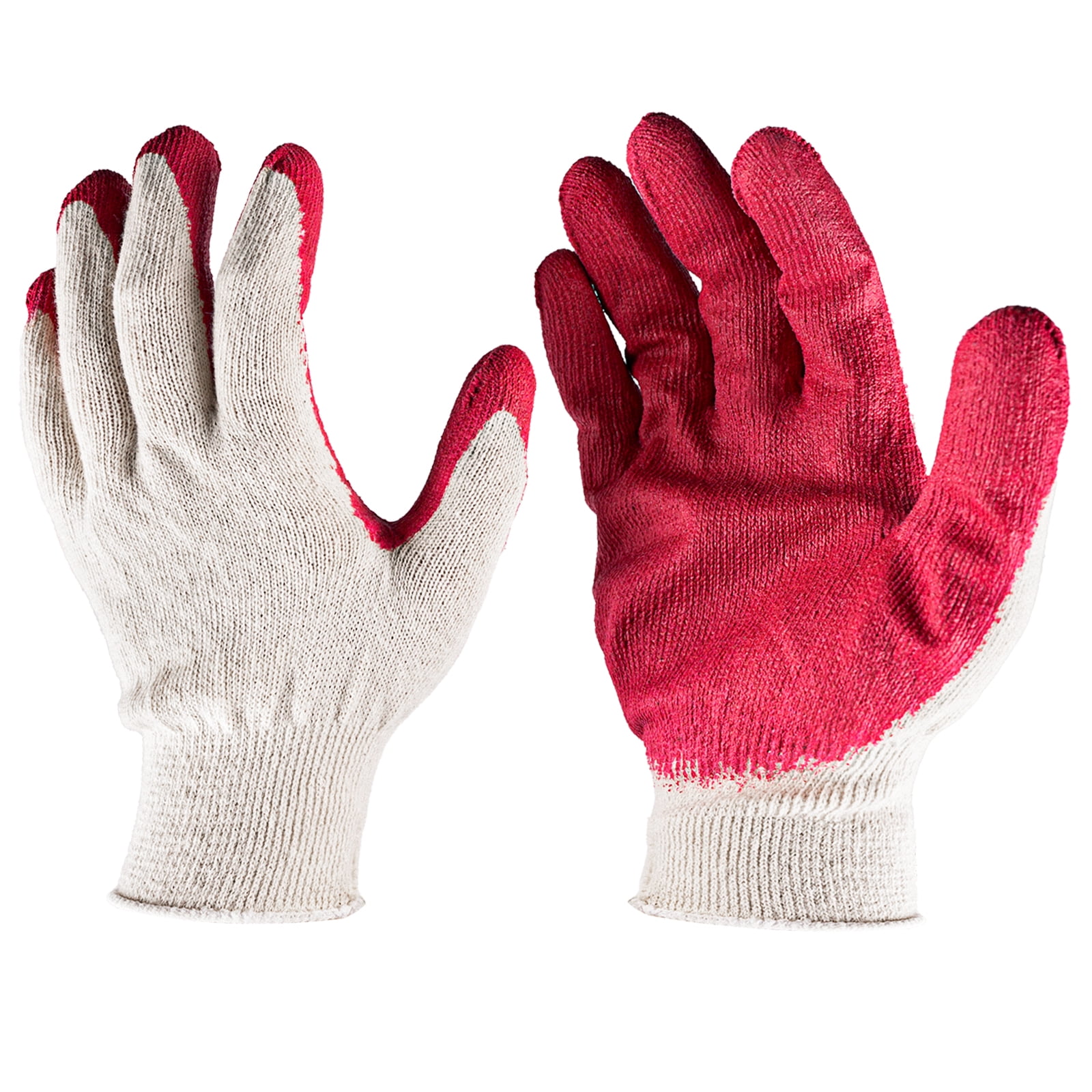 Bamboogro Red Palm Latex Dipped Work Gloves - Nitrile Coated, Cotton Shell - 50 Pairs, Medium, Red