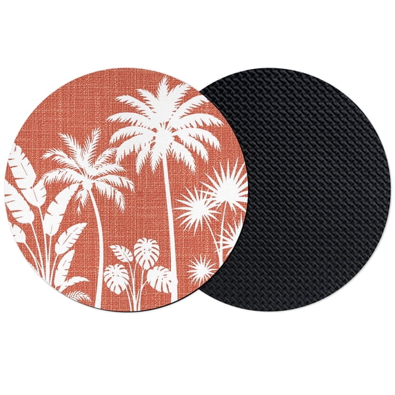 Red Palm Trees Coasters Set of 2, Absorbent Coasters for Drinks, Tropical Vintage Summer Botanical Coaster for Desk Coffee Table Protection, Home Decor House Warming Gifts 4"
