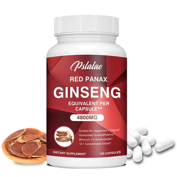 Red Panax Ginseng Capsules - Extra Strength Ginsenosides for Energy, Focus, Vitality & Immune - 120 Capsules