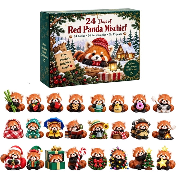 Red Panda Advent Calendar 2026, 24 Days Christmas Countdown Calendar with 24 Unique 2D Acrylic Ornaments, Holiday Tree Decor, Gift for Adults and Family