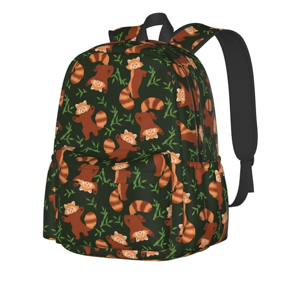 Red Panda And Bamboo Leaves Pattern Multipurpose Backpack Lightweight School Work Large Capacity Laptop Packsack Picnic Camping Travel Backpacks