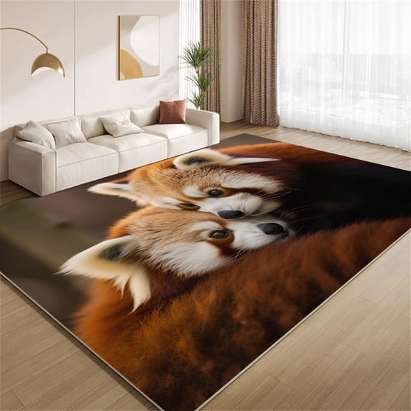 Red Panda Area Rugs, Jungle Wild Animal Red Panda Carpet, Washable Non Slip Low Pile Soft Rug for Entryway Living Room Bedroom Decor Mat 4ftx5ft