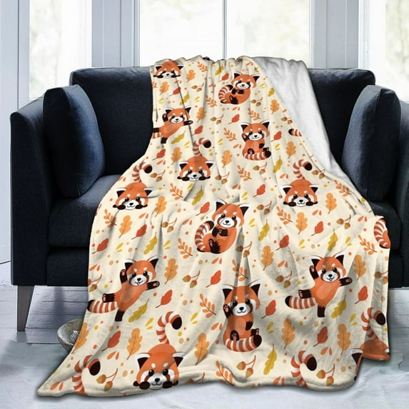 Red Panda Bamboo Soft Throw Blanket 60"X50" Lightweight Flannel Blanket for Couch Bed Sofa Home Living Room Decor Travelling Camping for Kids Adults