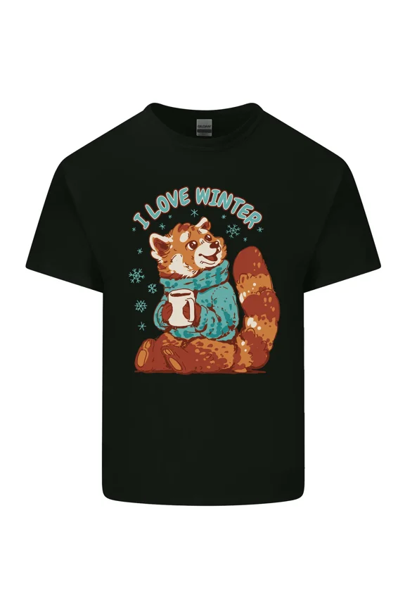 Red Panda Bear I Love Winter for a Funny and Animal and Lover and Unisex T-Shirt, up to size 5XL