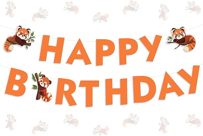 Red Panda Birthday Banner, Pandas and Bamboo Theme Birthdays Banners Animal Theme Birthday Banner Bdays Decor for Boys and Girls 1st 2nd 3rd Bday Party Baby Shower Supplies