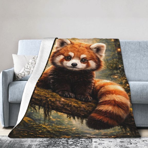 Red Panda Blanket Gift Cozy Soft Throw Blanket with Nature-Inspired Forest for Home Decor Perfect Wildlife Gift for Animal Lovers 50x40